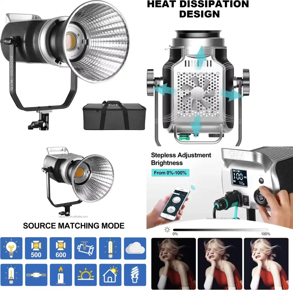 GVM Official SD300D Bi-Color LED Mono Light Continuous Lighting 91500Lux@1m CRI 97 2700K-7500K
GVM Official SD300D Bi-Color LED Mono Light Continuous Lighting 91500Lux@1m CRI 97 2700K-7500K