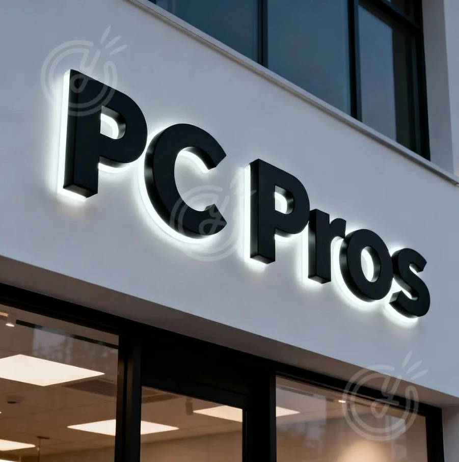 3D Metal Signs Custom Business Decor Backlit Illuminated Overlapping Letters Signboard LED Wall PC Pros Signage Advertising Logo
3D Metal Signs Custom Business Decor Backlit Illuminated Overlapping Letters Signboard LED Wall PC Pros Signage Advertising Logo