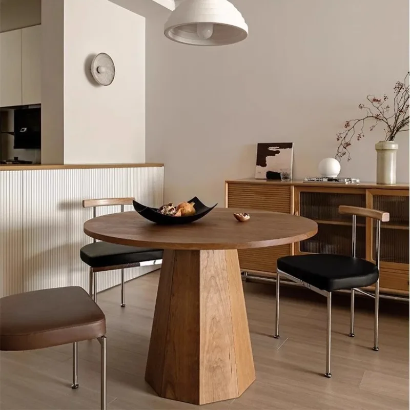 Обеденный стол из цельного дерева в стиле ваби для квартиры, круглый стол из вишневого дерева, простой средний и древний стиль, бревенчатый кофе
Обеденный стол из цельного дерева в стиле ваби для квартиры, круглый стол из вишневого дерева, простой средний и древний стиль, бревенчатый кофе