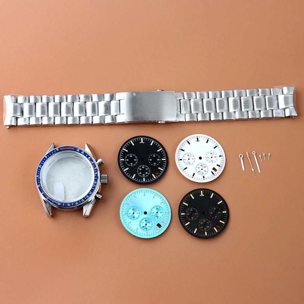 40mm VK63 Silver Watch Case Blue Orange Bezel For VK63 VK64 Quartz Chronograph Automatic Movement 316L Stainless Steel Bracelet
40mm VK63 Silver Watch Case Blue Orange Bezel For VK63 VK64 Quartz Chronograph Automatic Movement 316L Stainless Steel Bracelet