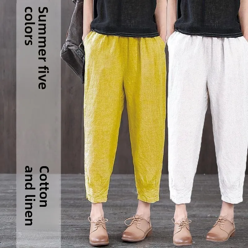 New Women's Casual Pants Thin Loose Cotton Linen Nine Points Harlan Bla Mom Straight Leg Pants Spring Summer High Waist
New Women's Casual Pants Thin Loose Cotton Linen Nine Points Harlan Bla Mom Straight Leg Pants Spring Summer High Waist