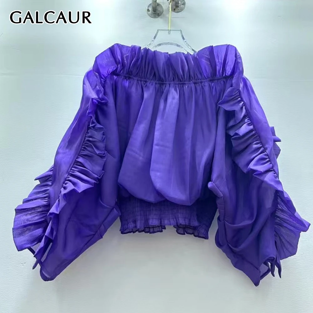 GALCAUR Solid Spliced Ruffles Chic Shirt Female Slash Neck Long Sleeve Loose Streetwear Women's Shirts Autumn New Style Fashion
GALCAUR Solid Spliced Ruffles Chic Shirt Female Slash Neck Long Sleeve Loose Streetwear Women's Shirts Autumn New Style Fashion