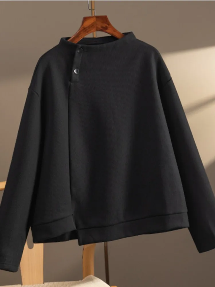 Retro Asymmetrical Long Sleeve Half High Collar Women's Sweatshirt Comfortable Loose Fit Regular Thickness Color
Retro Asymmetrical Long Sleeve Half High Collar Women's Sweatshirt Comfortable Loose Fit Regular Thickness Color