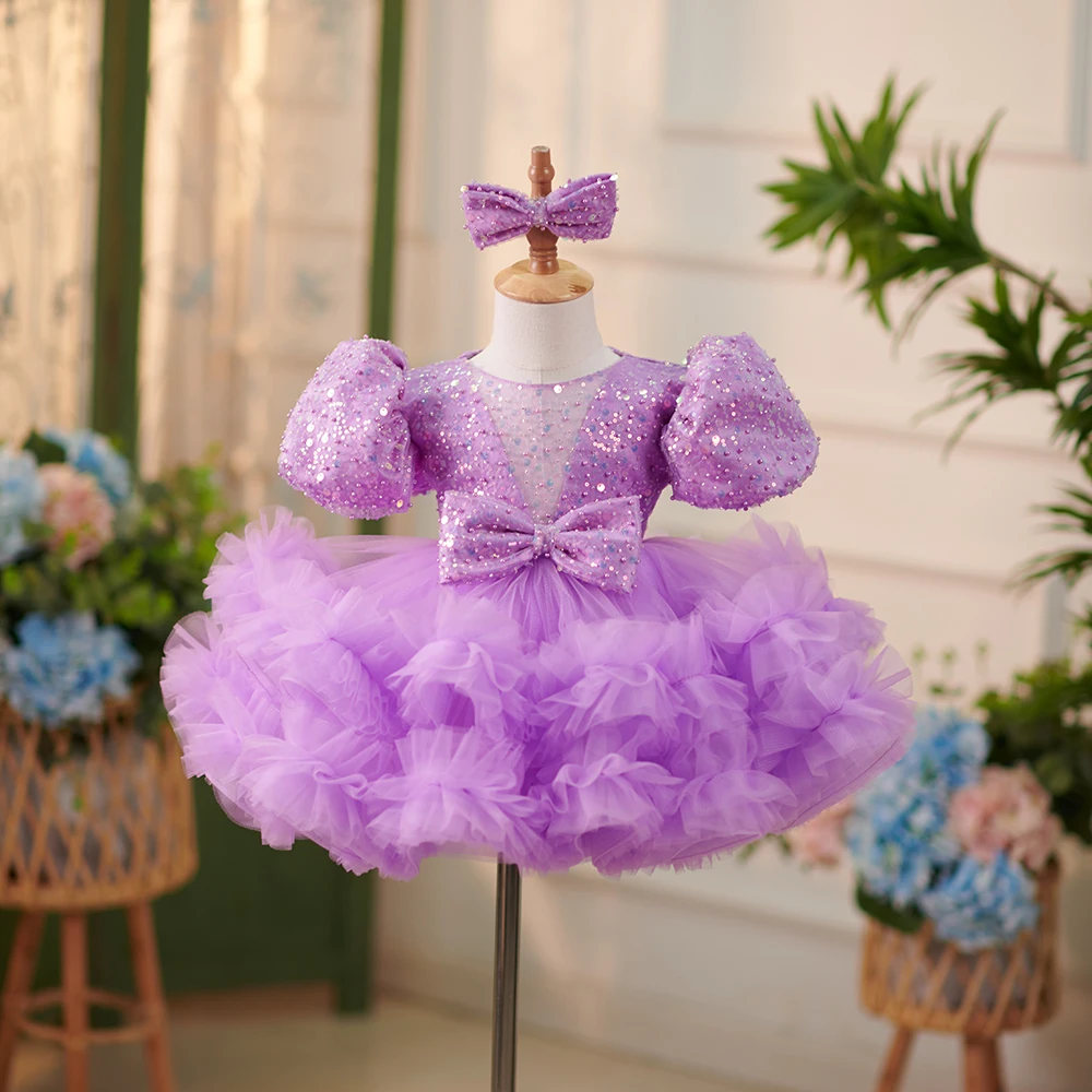 Purple V Neck Flower Girls Dresses with Sequined 2025 Short Sleeve Christmas Dresses for Princess New Summer فستان عيد الميلاد
Purple V Neck Flower Girls Dresses with Sequined 2025 Short Sleeve Christmas Dresses for Princess New Summer فستان عيد الميلاد