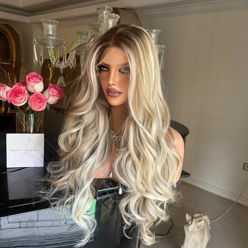 13×4 Transparent Front Lace Wig for Women High-Quality Synthetic wig Free Part wig with Dark Roots to Blonde wig Body Wave
13×4 Transparent Front Lace Wig for Women High-Quality Synthetic wig Free Part wig with Dark Roots to Blonde wig Body Wave