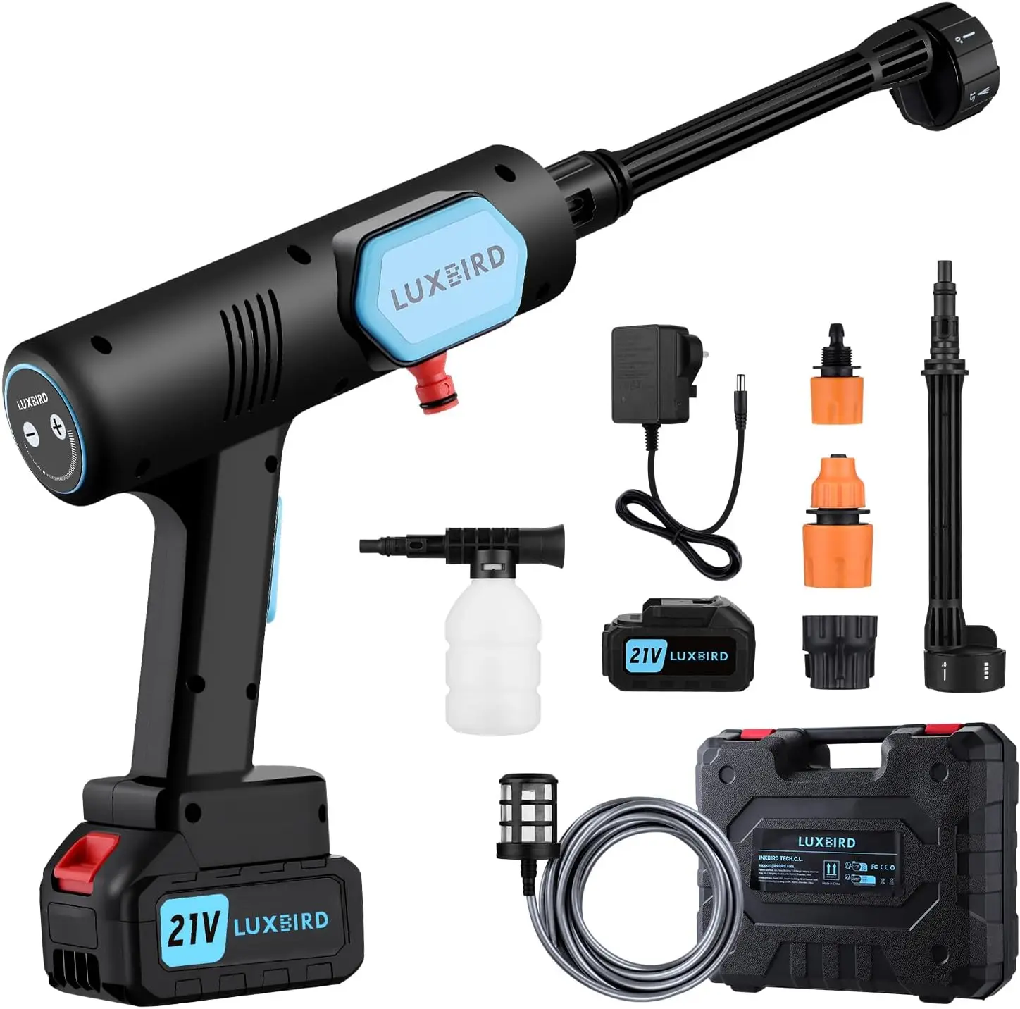21V Cordless Pressure Washer, 6-in-1 Adjustable Spray Nozzle, Portable Electric Gun with Tool Case for Car, Floor, Window, Wall,
21V Cordless Pressure Washer, 6-in-1 Adjustable Spray Nozzle, Portable Electric Gun with Tool Case for Car, Floor, Window, Wall,