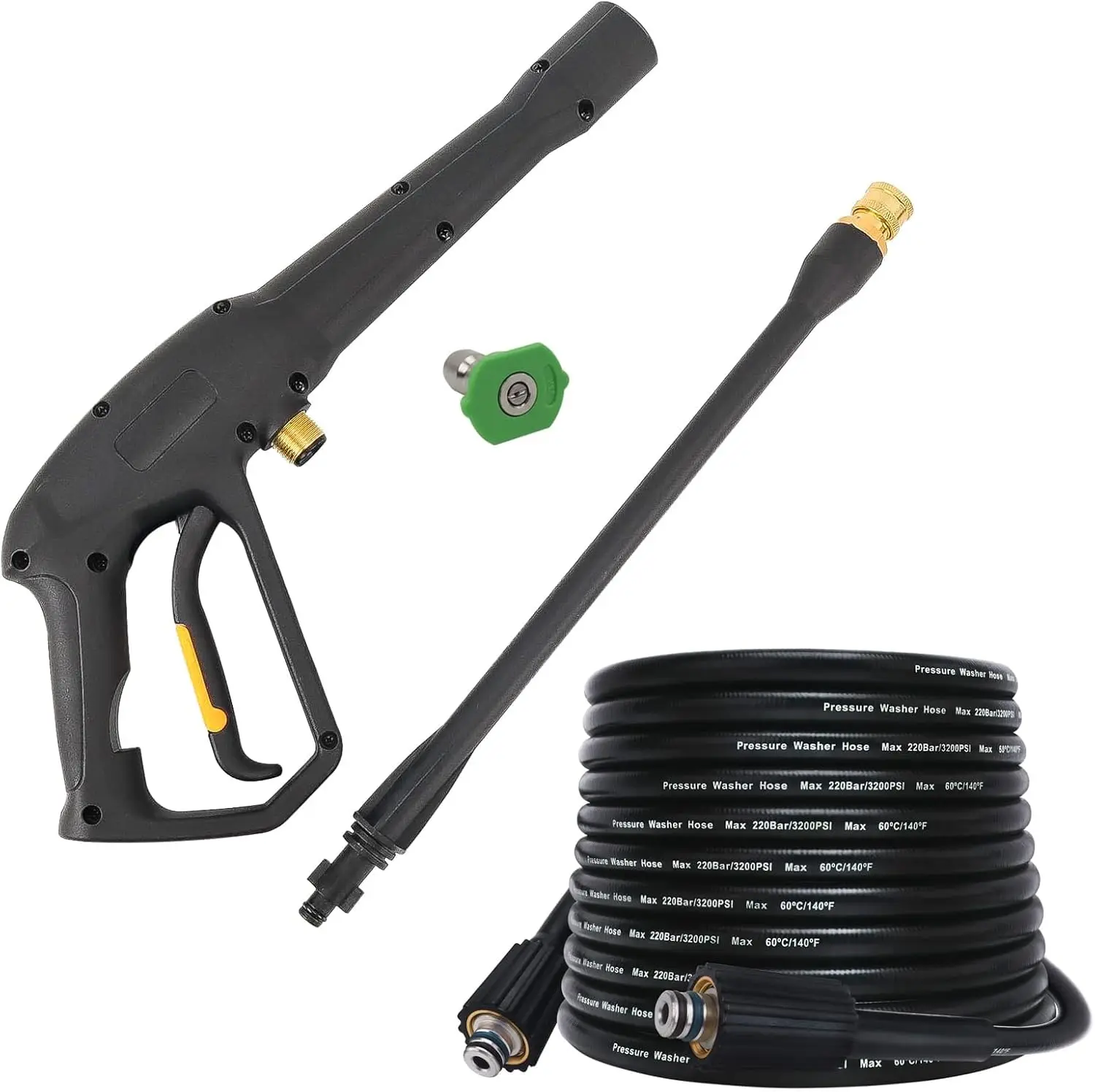 Replacement Spray Gun with 32FT Hose & Extension Wand, Max 1900 PSI, for Electric Pressure Washers
Replacement Spray Gun with 32FT Hose & Extension Wand, Max 1900 PSI, for Electric Pressure Washers