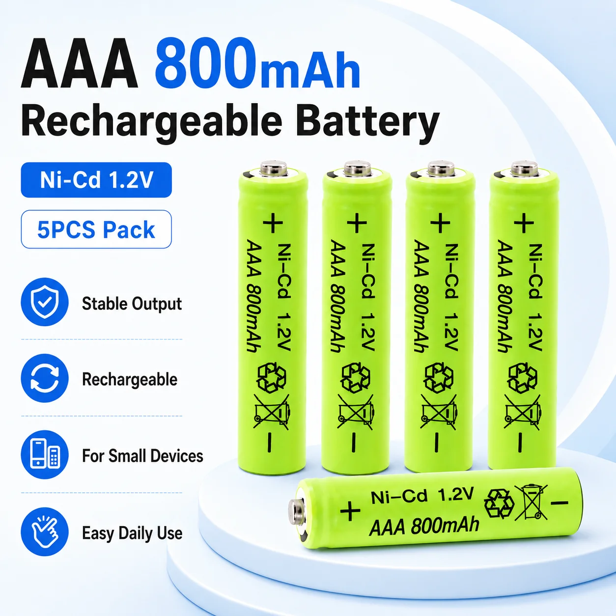 1.2V AAA Ni-MH Rechargeable Batteries Nickel Metal Hydride Battery Pack Wholesale For Electric Toys Remote Control
1.2V AAA Ni-MH Rechargeable Batteries Nickel Metal Hydride Battery Pack Wholesale For Electric Toys Remote Control