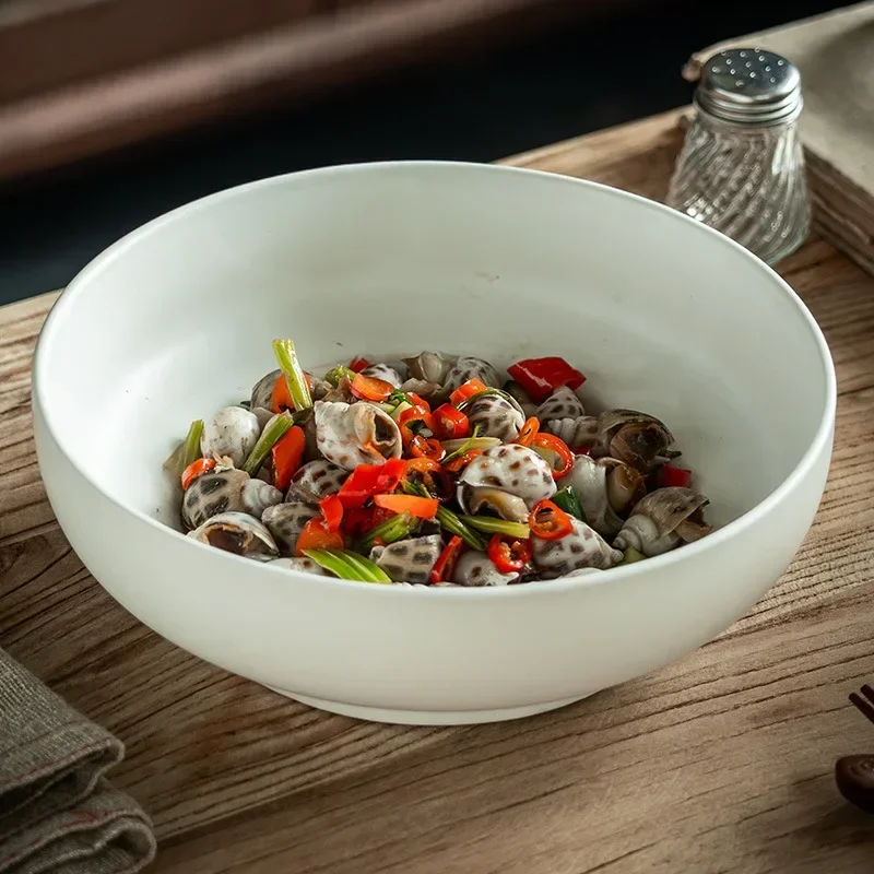 8.6-Inch Thick Ceramic Large Bowl Vintage Salad Bowl Household Matte Deep Plate Vegetable Plate
8.6-Inch Thick Ceramic Large Bowl Vintage Salad Bowl Household Matte Deep Plate Vegetable Plate