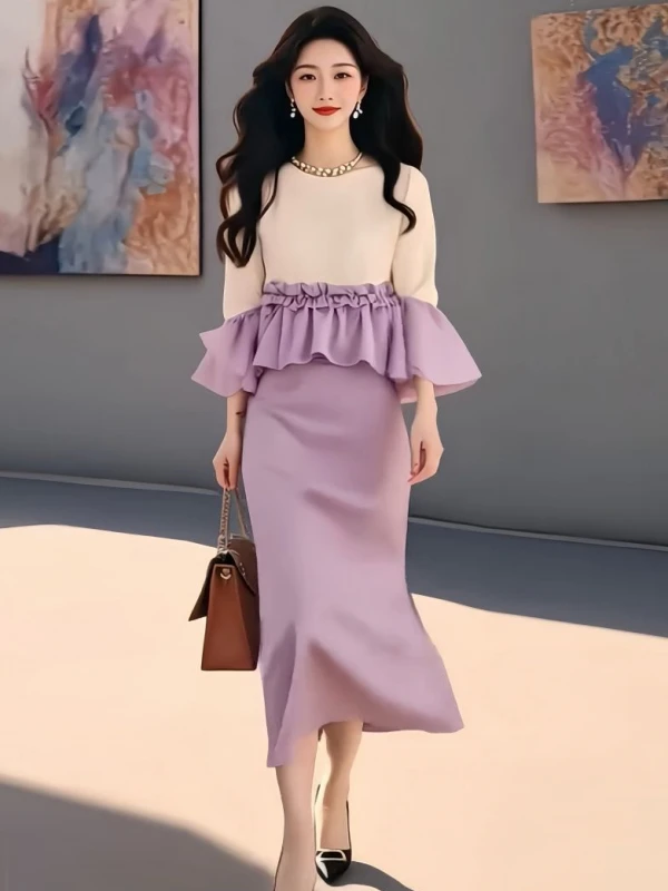Elegant Color Block Set Spring 2026 Women's Fashion Shirt And Skirt Two-Piece Suit Beautiful Personality Polyester Fiber
Elegant Color Block Set Spring 2026 Women's Fashion Shirt And Skirt Two-Piece Suit Beautiful Personality Polyester Fiber