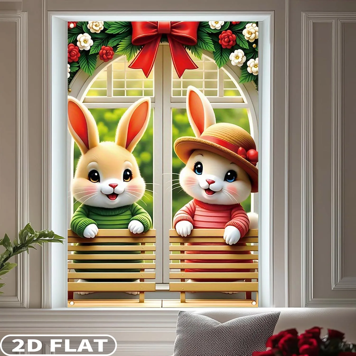 2D FLAT 1pc Party Packs Easter Window Cover, 120x80cm/47.2x31.4 Inch, Polyester Multi-purpose Decor with Rabbit Climbing Pattern
2D FLAT 1pc Party Packs Easter Window Cover, 120x80cm/47.2x31.4 Inch, Polyester Multi-purpose Decor with Rabbit Climbing Pattern