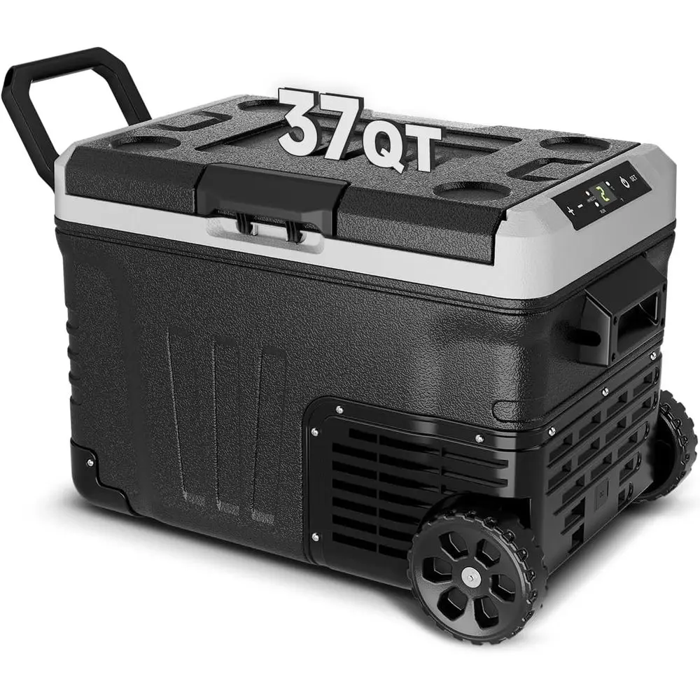 Portable 12V 37 Quart Electric Cooler with 12/24V DC & 110-240V AC, Suitable for Cars, Trucks, RVs, and Outdoor Adventures, Temp
Portable 12V 37 Quart Electric Cooler with 12/24V DC & 110-240V AC, Suitable for Cars, Trucks, RVs, and Outdoor Adventures, Temp