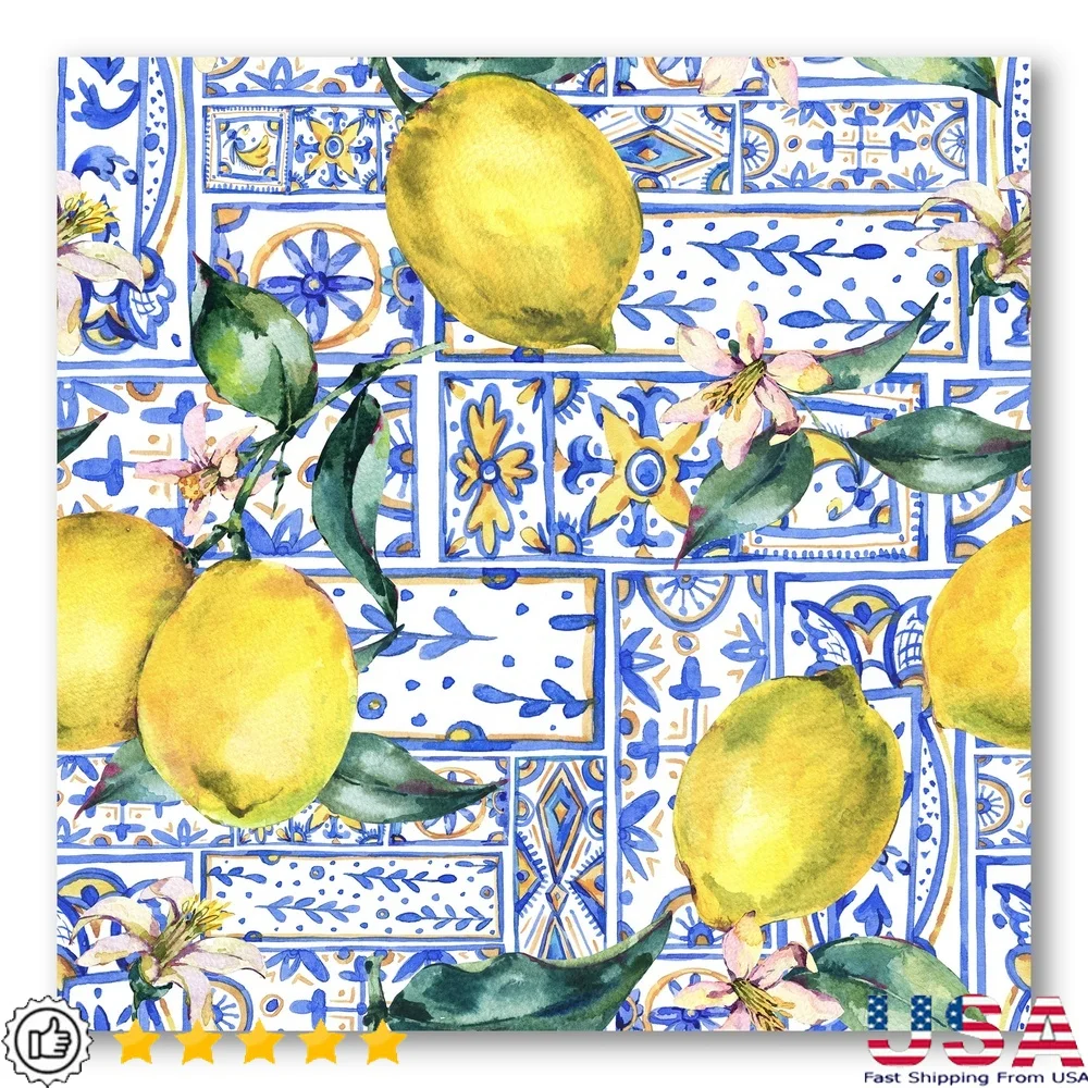 Tropical Canvas Wall Art Lemon Geometric Pattern Blue Gallery Wrapped Ready to Hang Home Decor Living Room Artwork
Tropical Canvas Wall Art Lemon Geometric Pattern Blue Gallery Wrapped Ready to Hang Home Decor Living Room Artwork