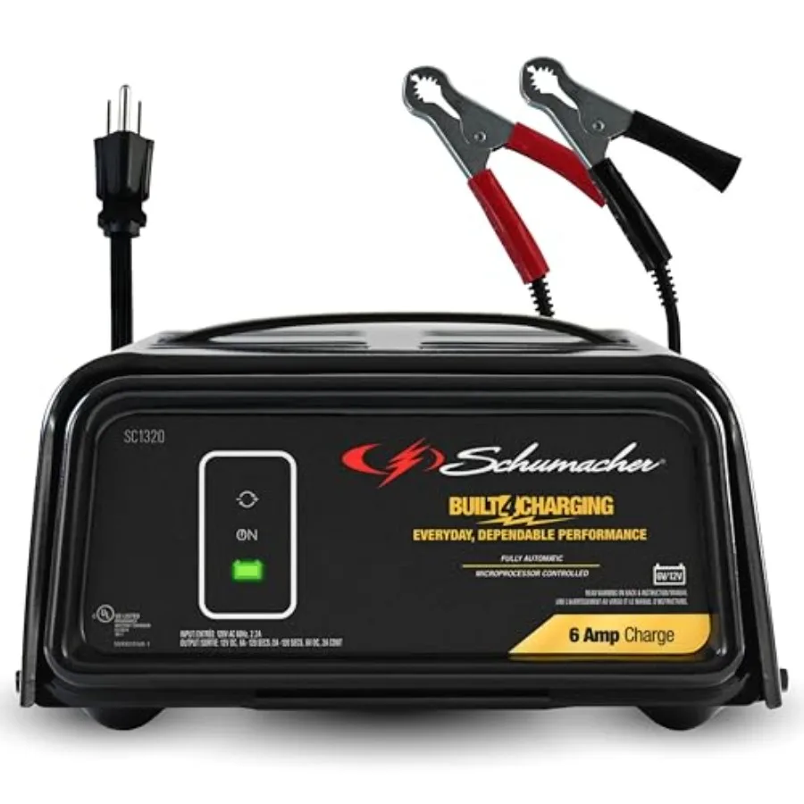 6A Car Battery Charger and Maintainer, 3-in-1 Solution for 6V/12V Power Sport, Automotive, Marine Batteries, SC1320, ABS Plasti
6A Car Battery Charger and Maintainer, 3-in-1 Solution for 6V/12V Power Sport, Automotive, Marine Batteries, SC1320, ABS Plasti
