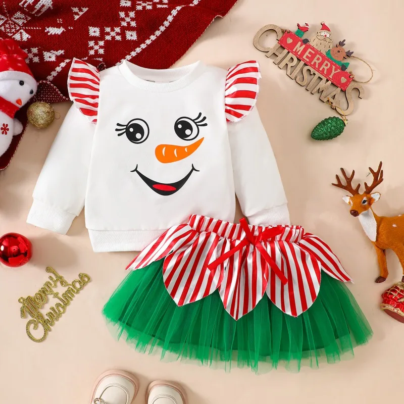 Baby Girl Clothes Christmas Snowman Sets Outfit Flying Sleeves Top Tulle Skirt 2Pcs Set Fall Winter Cute Soft Toddler Costume
Baby Girl Clothes Christmas Snowman Sets Outfit Flying Sleeves Top Tulle Skirt 2Pcs Set Fall Winter Cute Soft Toddler Costume