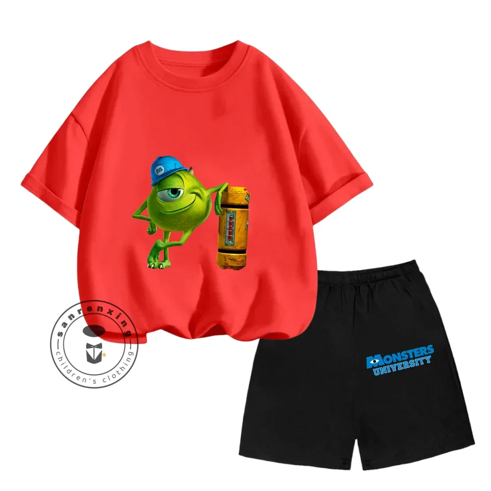 Monsters Animated Cartoon Print Design O-neck Sweet Short Sleeve and Loose Version Type Shorts Children Affordable Two-piece Set
Monsters Animated Cartoon Print Design O-neck Sweet Short Sleeve and Loose Version Type Shorts Children Affordable Two-piece Set