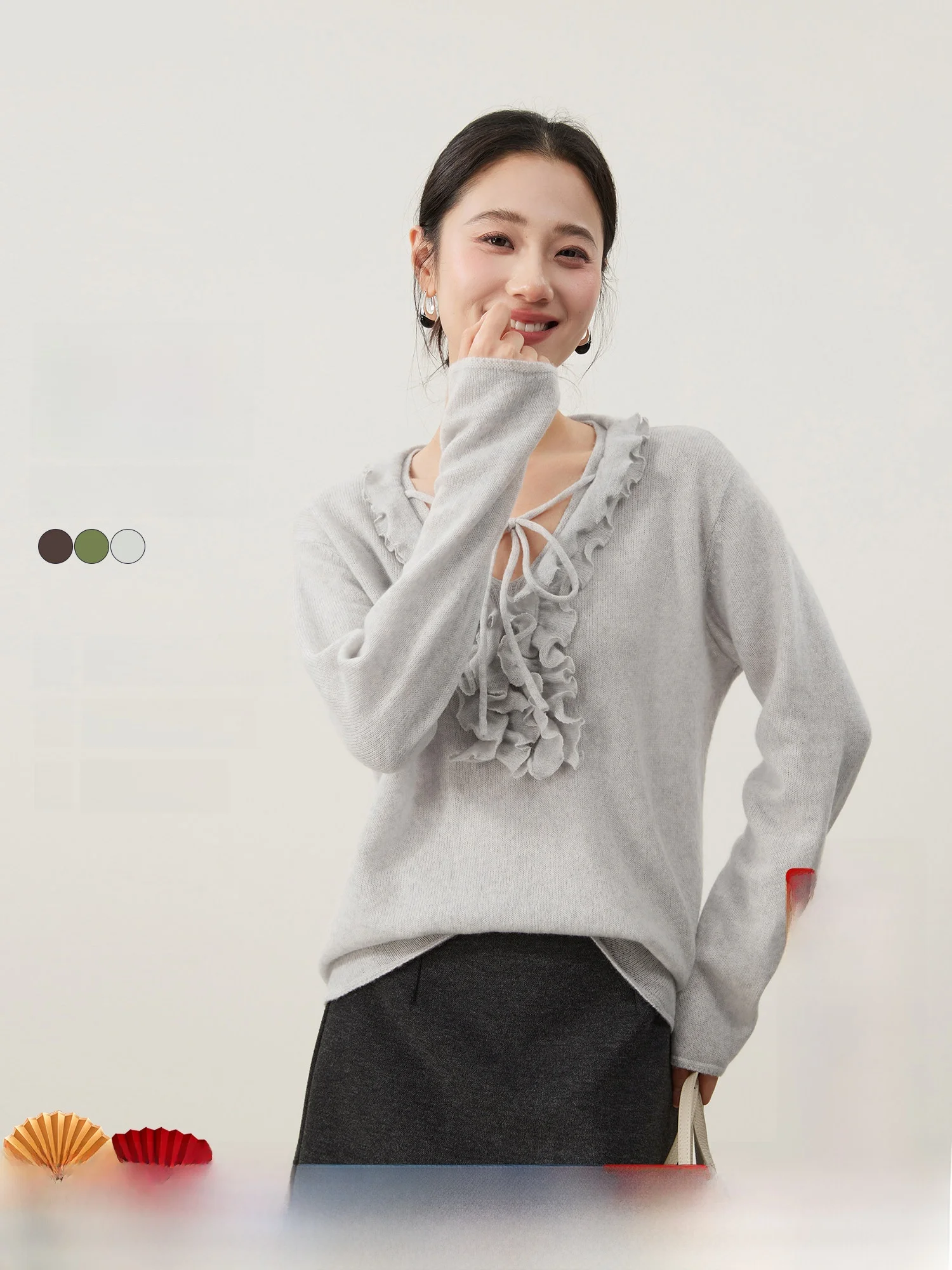 Ele Knitted Sweater with Lace Collar Bow Tie Soft Wool Blend Women's Spring 2026 Early Season Aosphere Sensation
Ele Knitted Sweater with Lace Collar Bow Tie Soft Wool Blend Women's Spring 2026 Early Season Aosphere Sensation