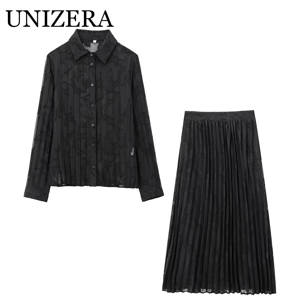 Women's autumn new style European and American pleated shirt top Midi pleated skirt
Women's autumn new style European and American pleated shirt top Midi pleated skirt