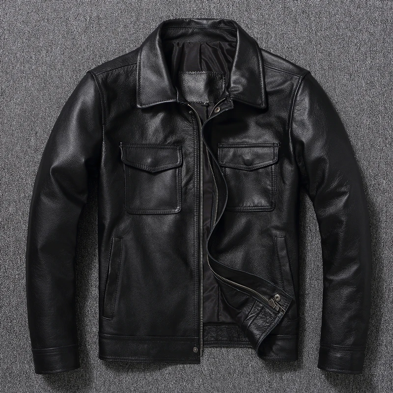 Men Genuine Leather Jacket Spring Fall Short Top Layer Cowhide Jackets Man Clothes Fashion Slim Male Leather Coat Outwear
Men Genuine Leather Jacket Spring Fall Short Top Layer Cowhide Jackets Man Clothes Fashion Slim Male Leather Coat Outwear