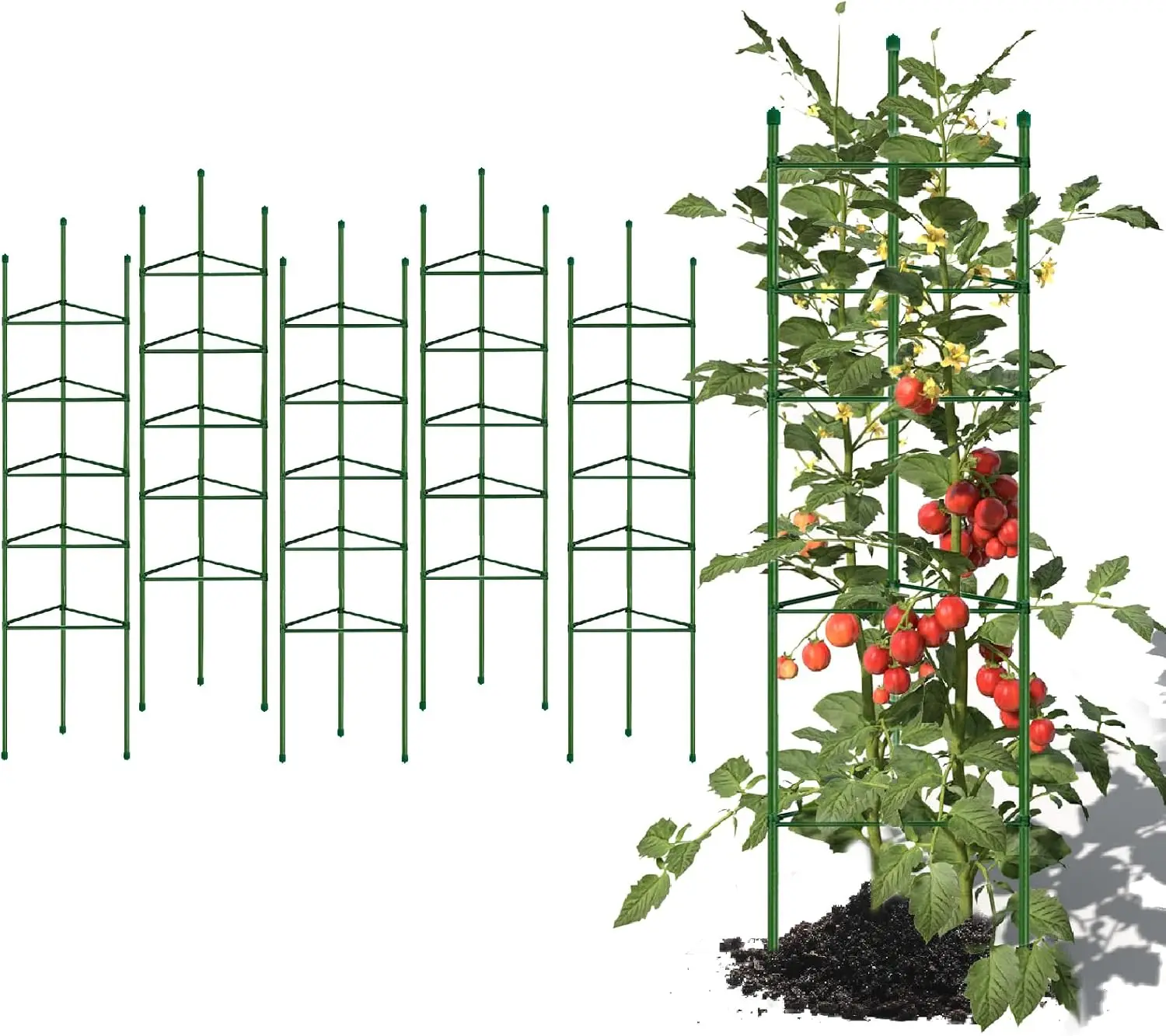 6ft Tomato Cages for Garden Plant Support, Metal Stakes with Plastic Coating for Climbing Vegetables
6ft Tomato Cages for Garden Plant Support, Metal Stakes with Plastic Coating for Climbing Vegetables