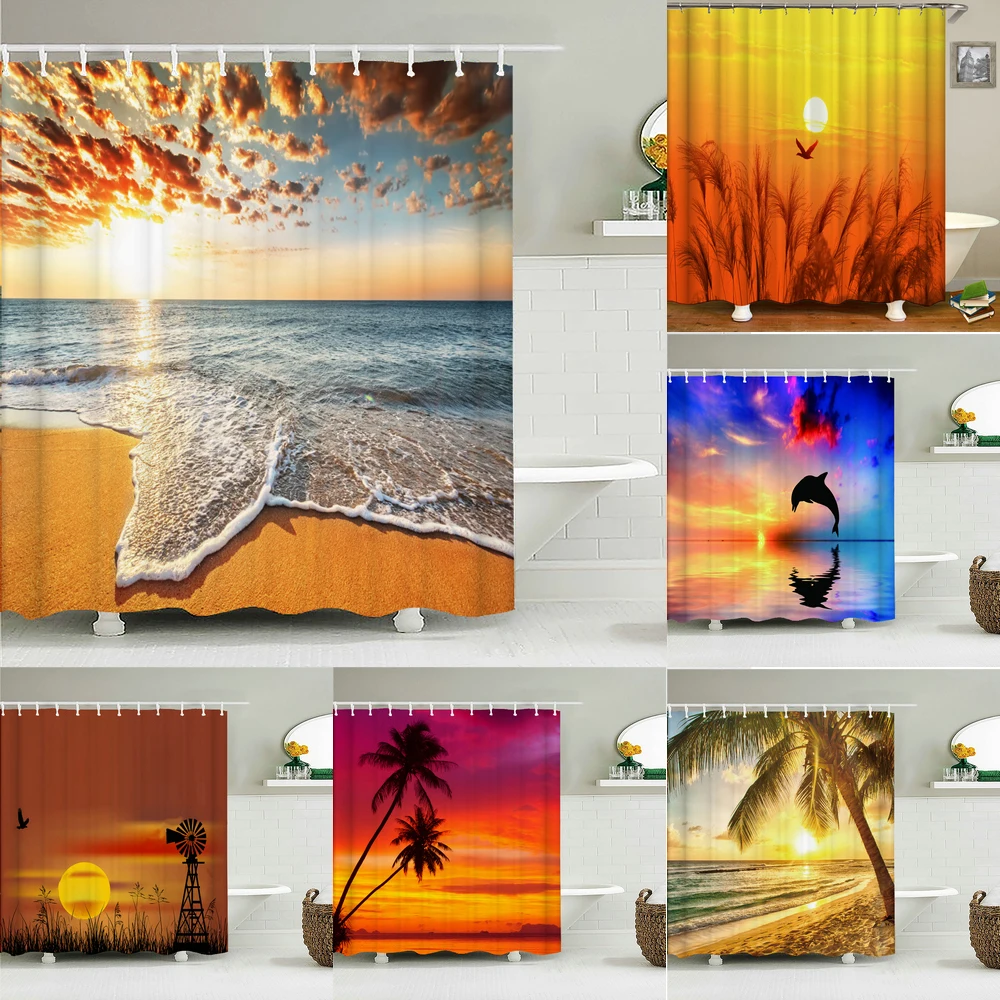 Sunset Beach Shower Curtain, Ocean Waves and Tropical Sky Design, Nature Landscape Pattern, Waterproof Bath Liner for Home Decor
Sunset Beach Shower Curtain, Ocean Waves and Tropical Sky Design, Nature Landscape Pattern, Waterproof Bath Liner for Home Decor
