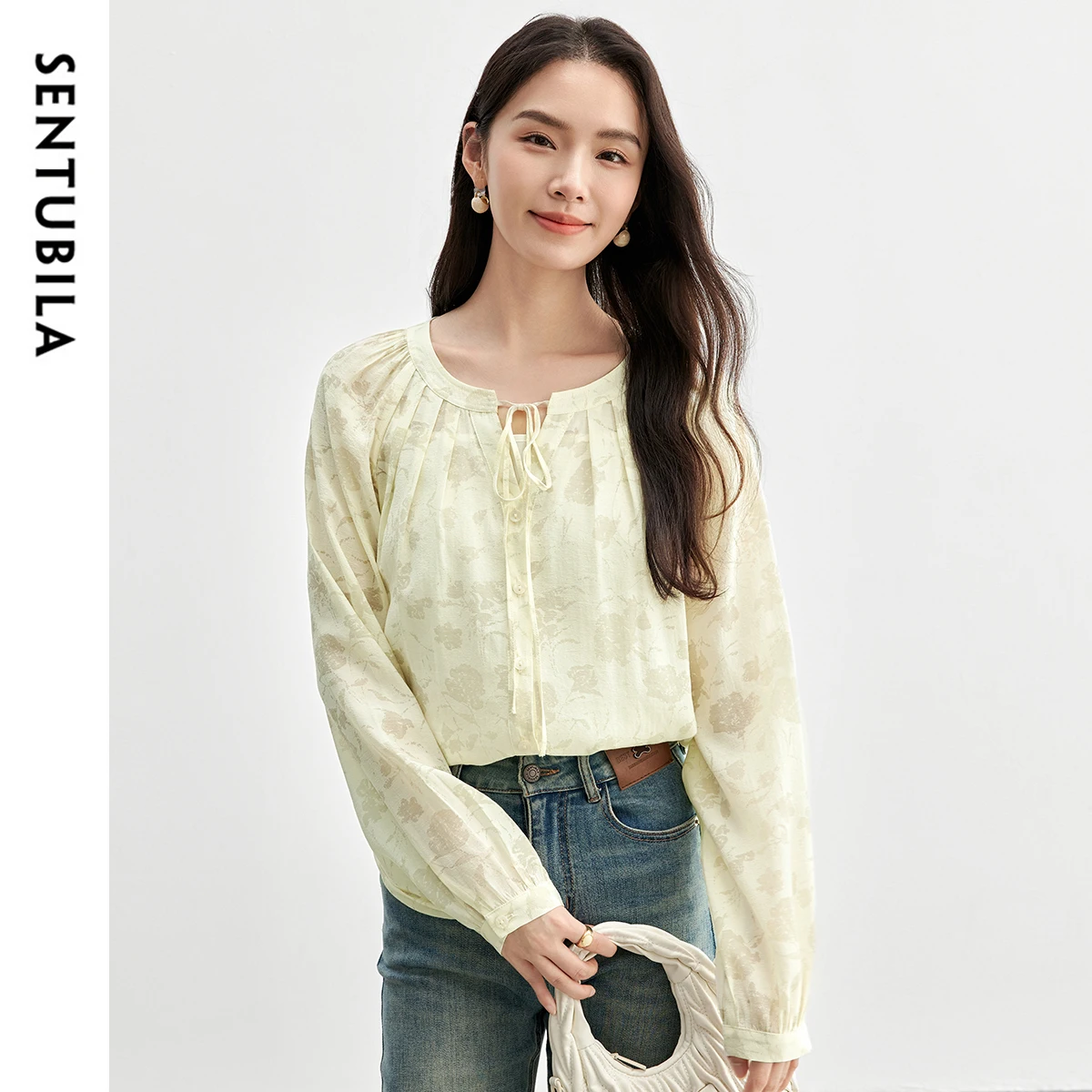 SENTUBILA Women Tie Neck Blouse Elegant Lantern Long Sleeve Pullover Tops 2026 Spring Fashion Casual Print Shirts 151C57904
SENTUBILA Women Tie Neck Blouse Elegant Lantern Long Sleeve Pullover Tops 2026 Spring Fashion Casual Print Shirts 151C57904