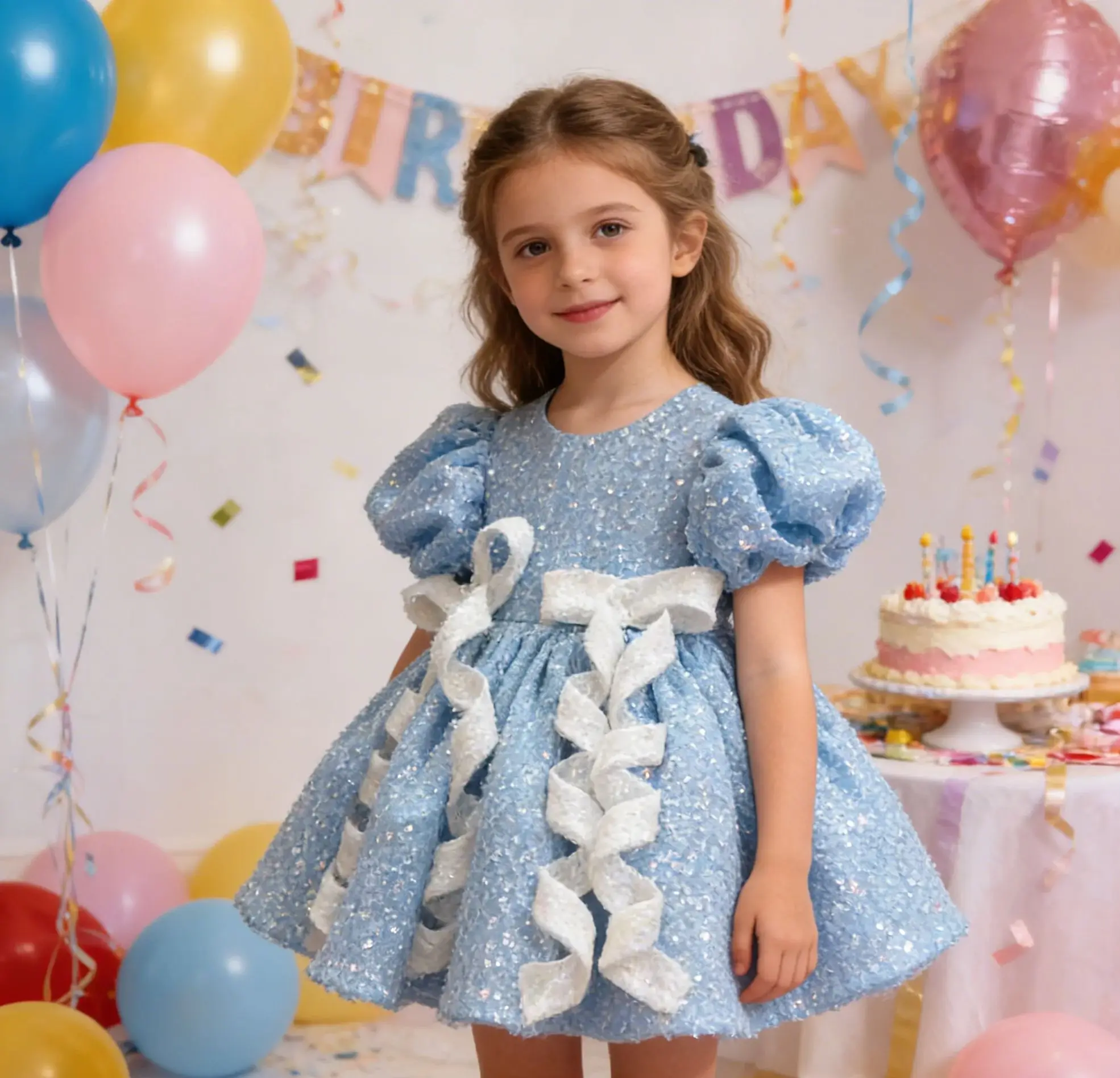 Luxury Shiny Blue Customized Kid Birthday Party Gowns O Neck Short Sleeves With Bow Knee Lenght Flower Girl Dress For Wedding
Luxury Shiny Blue Customized Kid Birthday Party Gowns O Neck Short Sleeves With Bow Knee Lenght Flower Girl Dress For Wedding