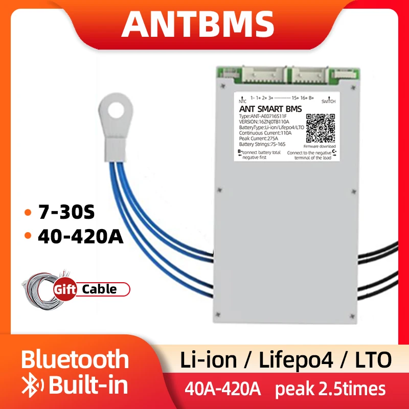 ANT BMS 7S 8S 16S 20S 24S LifePo4 Li-ion LTO Battery 24V 36V 60V Bluetooth Built-in 80A 130A 1050A smart balance board same port
ANT BMS 7S 8S 16S 20S 24S LifePo4 Li-ion LTO Battery 24V 36V 60V Bluetooth Built-in 80A 130A 1050A smart balance board same port