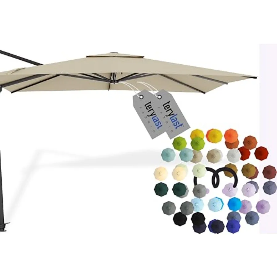 Outdoor cantilever patio umbrella for backyard use, polyester fabric in beige, black frame, 9 x 9 feet size with 8-rib structur
Outdoor cantilever patio umbrella for backyard use, polyester fabric in beige, black frame, 9 x 9 feet size with 8-rib structur