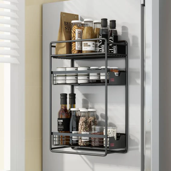 Kitchen Refrigerator Shelf Pantry Storage Magnetic Shelf Saving Space Magnetic Multifunction Rack Organizer For Refrigerator
