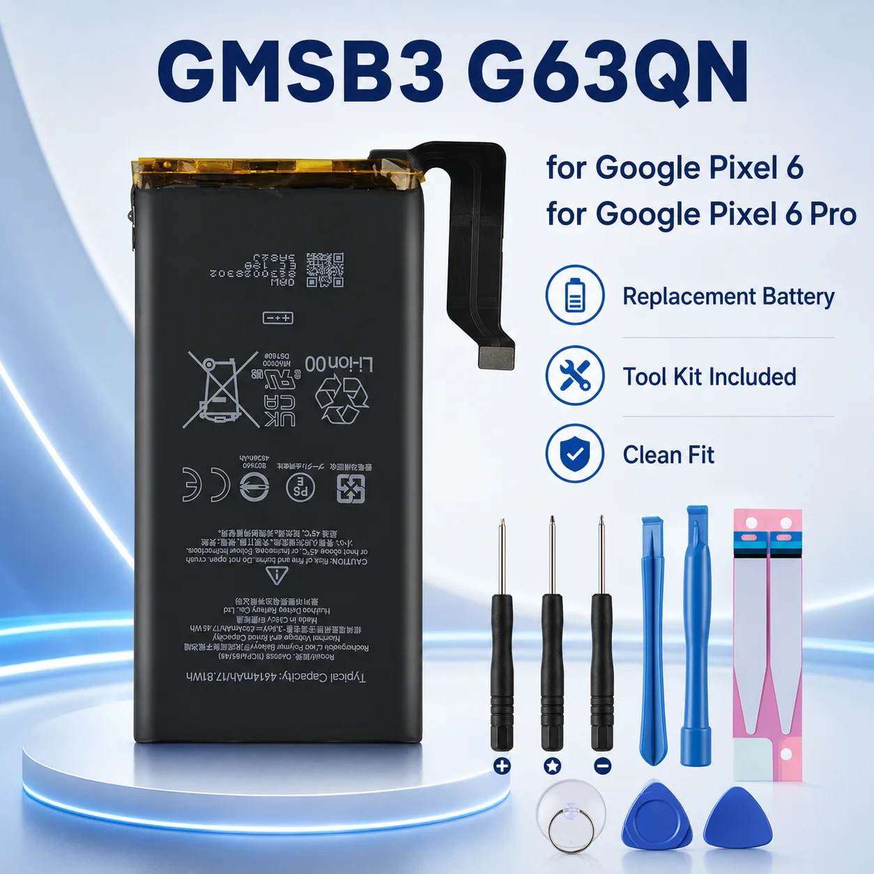 Li-ion Battery for Google Pixel 6 Pro Pixel 6 6A GMSB3 GB3CN GLU7G Rechargeable Phone Cell Replacement Repair Spare Part
Li-ion Battery for Google Pixel 6 Pro Pixel 6 6A GMSB3 GB3CN GLU7G Rechargeable Phone Cell Replacement Repair Spare Part