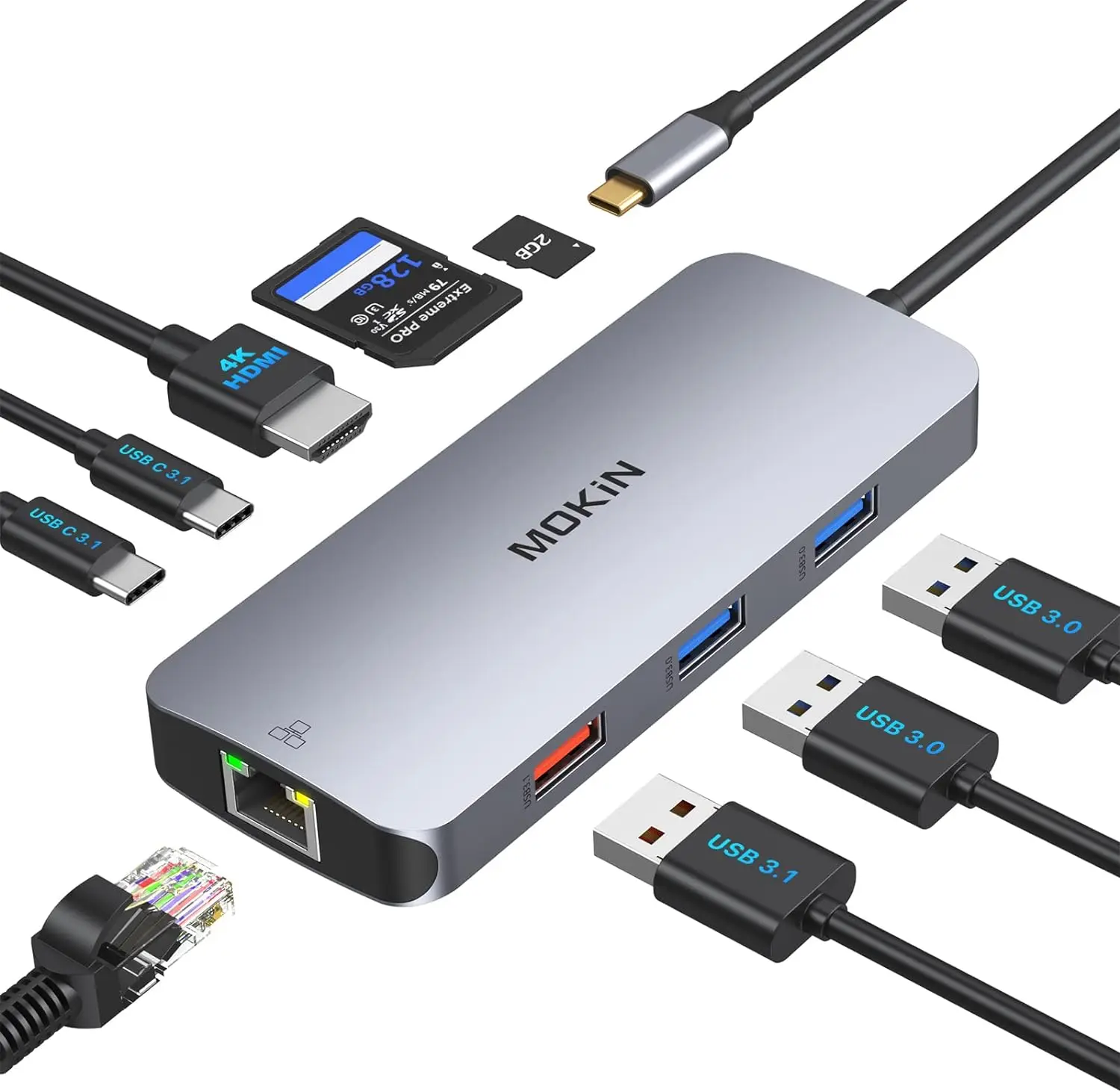 MOKiN 9 in 1 USB C HUB HDMI USB3.0/2.0/1.1/1.0 4K 60Hz SD RJ45 5Gbps Splitter Docking Station for Macbook Air M1 M2 Laptop
MOKiN 9 in 1 USB C HUB HDMI USB3.0/2.0/1.1/1.0 4K 60Hz SD RJ45 5Gbps Splitter Docking Station for Macbook Air M1 M2 Laptop