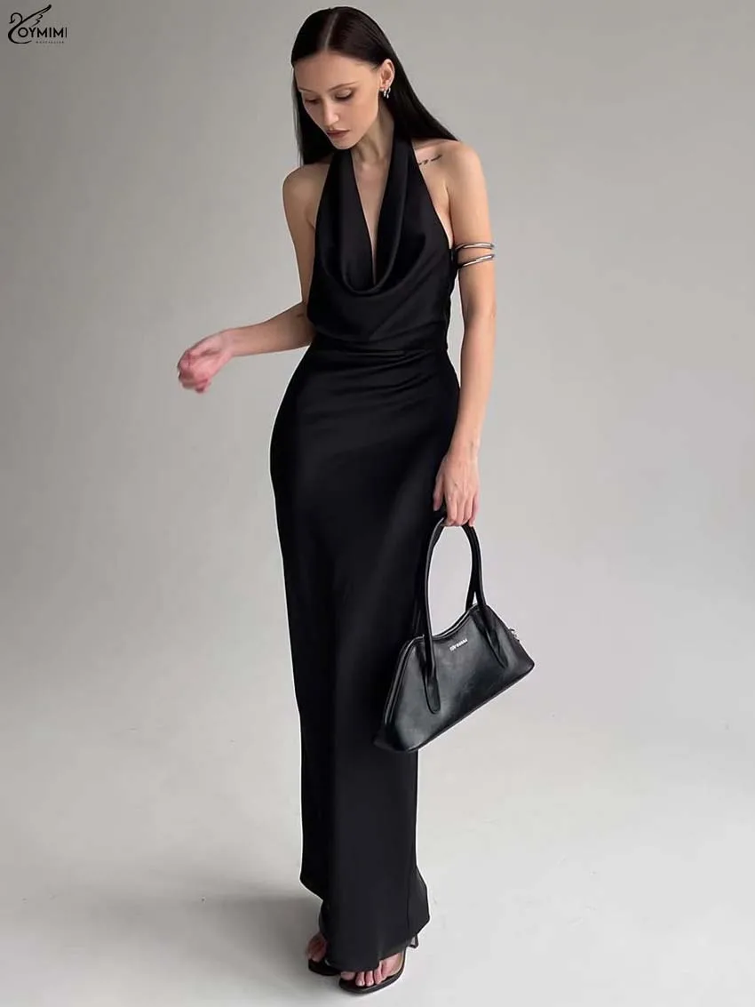 Oymimi Elegant Black Satin Womens Dresses Fashion Halter Neck Open Back Open Back Dresses Casual New High Waist Straight Dress
Oymimi Elegant Black Satin Womens Dresses Fashion Halter Neck Open Back Open Back Dresses Casual New High Waist Straight Dress