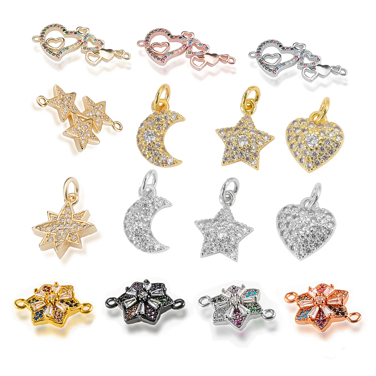 Zirconia CZ Star Love Heart Shape Charms for Jewelry Making Earring Pendant Bracelet Necklace Diy Handmade Accessories Wholesale
Zirconia CZ Star Love Heart Shape Charms for Jewelry Making Earring Pendant Bracelet Necklace Diy Handmade Accessories Wholesale