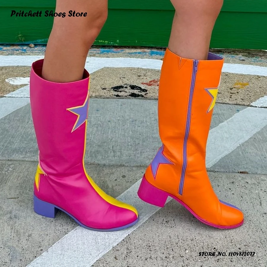 Women's Star Embroidery Knee-high Boots Spring Autumn Mixed Colors Trending Shoes Street Style Round Toe Chunky Heel Boots
Women's Star Embroidery Knee-high Boots Spring Autumn Mixed Colors Trending Shoes Street Style Round Toe Chunky Heel Boots