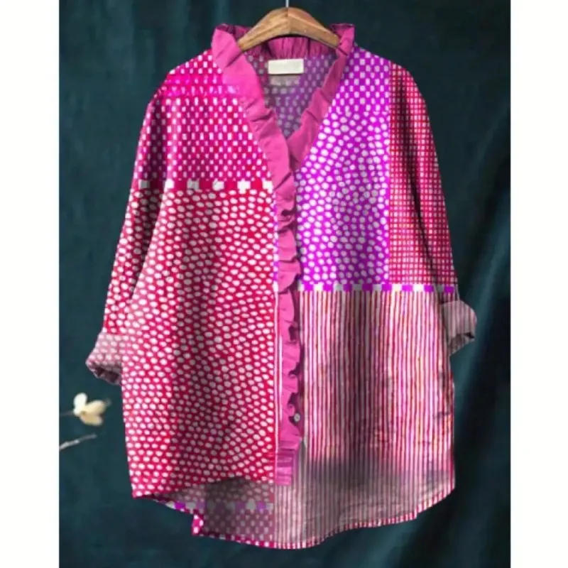 New V-neck casual top, women's long sleeved lace shirt, It's an elegant, atmospheric, and comfortable plus size top
New V-neck casual top, women's long sleeved lace shirt, It's an elegant, atmospheric, and comfortable plus size top