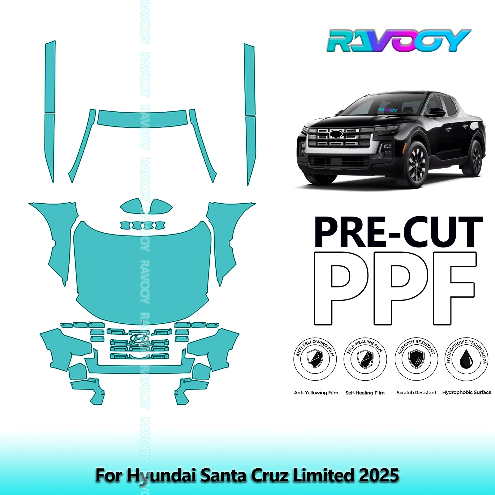 8.5Mil Precut Paint Protection Film PPF Clear Bra Front Kit+Rockers For Hyundai Santa Cruz Limited 2025
8.5Mil Precut Paint Protection Film PPF Clear Bra Front Kit+Rockers For Hyundai Santa Cruz Limited 2025