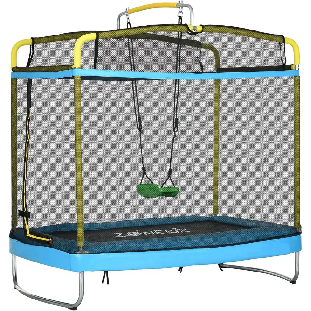 Light Blue 6.9' Toddler Trampoline with Swing and Gymnastics Bar, Indoor/Outdoor Playset
Light Blue 6.9' Toddler Trampoline with Swing and Gymnastics Bar, Indoor/Outdoor Playset