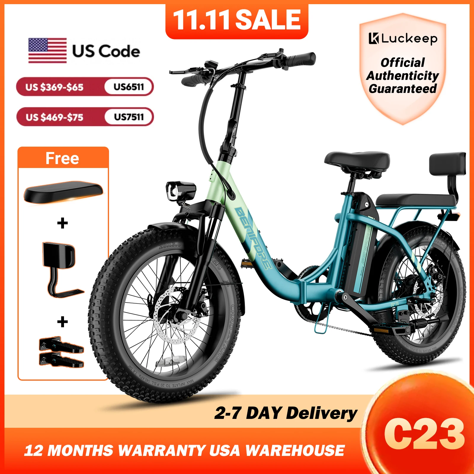Luckeep C23 2-местный электрический велосипед для взрослых, пиковый двигатель 750 Вт, 28 миль в час, съемный аккумулятор 720 Вт, 65 миль, сквозные складные электровелосипеды
Luckeep C23 2-местный электрический велосипед для взрослых, пиковый двигатель 750 Вт, 28 миль в час, съемный аккумулятор 720 Вт, 65 миль, сквозные складные электровелосипеды