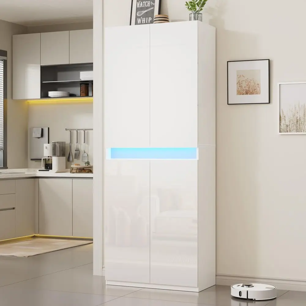 71 Tall Pantry Storage Cabinet, Kitchen Pantry with High Gloss Doors, Modern Buffet Hutch Cabinet with Led Light and Adjustable
71 Tall Pantry Storage Cabinet, Kitchen Pantry with High Gloss Doors, Modern Buffet Hutch Cabinet with Led Light and Adjustable