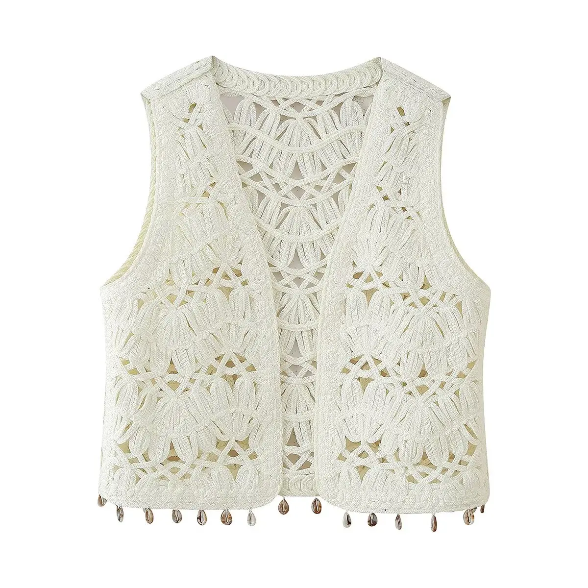 PB&ZA2025 Summer New Arrivals Women's Fashion Temperament Shell Decorated Sleeveless Cardigan Knitted Hollow Vest 2142/054
PB&ZA2025 Summer New Arrivals Women's Fashion Temperament Shell Decorated Sleeveless Cardigan Knitted Hollow Vest 2142/054