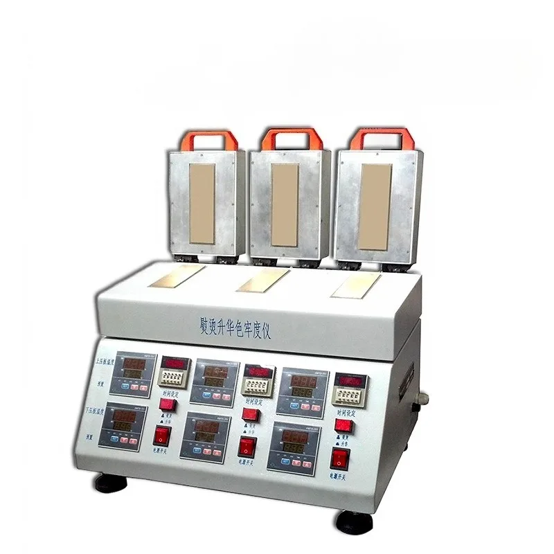 Ironing sublimation color fastness tester Three-station heat-resistant pressing color textile material fastness tester
Ironing sublimation color fastness tester Three-station heat-resistant pressing color textile material fastness tester