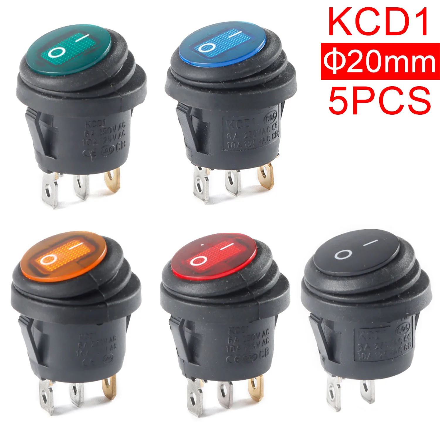 5 шт. KCD1 круглый водонепроницаемый кулисный переключатель красный с кнопкой освещения, автоматический тумблер для лодки, пыленепроницаемый вкл/выкл, 20 мм, 3 контакта 
5 шт. KCD1 круглый водонепроницаемый кулисный переключатель красный с кнопкой освещения, автоматический тумблер для лодки, пыленепроницаемый вкл/выкл, 20 мм, 3 контакта