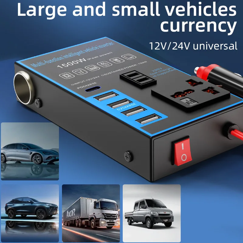 1500W Car Power Inverter 12V 24V To 220V Mobile Phone USB Charging Truck Home Socket Auto Charger Adapter Converter
1500W Car Power Inverter 12V 24V To 220V Mobile Phone USB Charging Truck Home Socket Auto Charger Adapter Converter