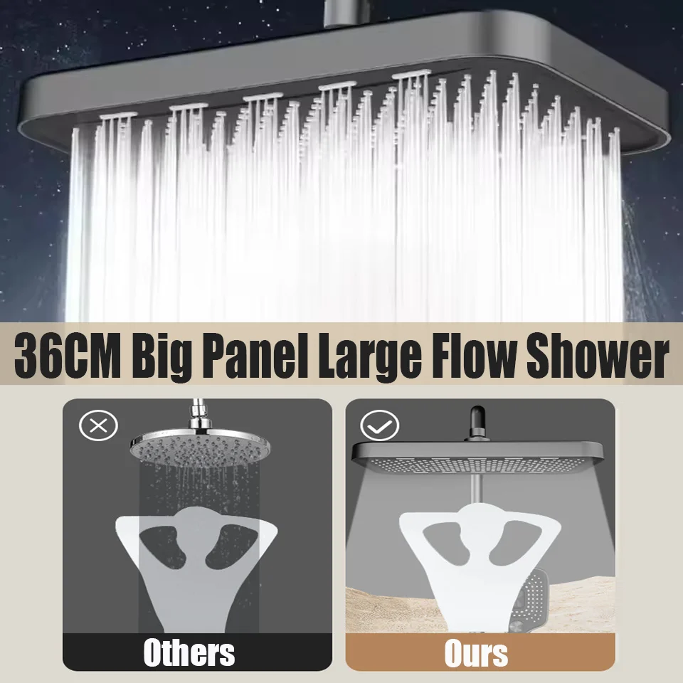 Большой насадка для душа с водопадом высокого давления, 36 см, 14 дюймов, большая панель, большой поток, квадратный дизайн, насадка для душа для ванной комнаты
Большой насадка для душа с водопадом высокого давления, 36 см, 14 дюймов, большая панель, большой поток, квадратный дизайн, насадка для душа для ванной комнаты