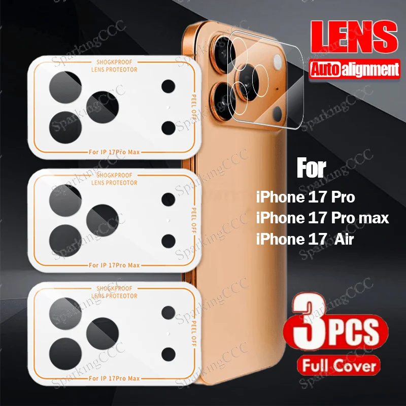 3Pcs for iPhone 17 Pro/17 Pro Max/17 Air Camera Lens Protector with Guide Frame, HD Clear, No Bubbles, Easy DIY Installation」
3Pcs for iPhone 17 Pro/17 Pro Max/17 Air Camera Lens Protector with Guide Frame, HD Clear, No Bubbles, Easy DIY Installation」