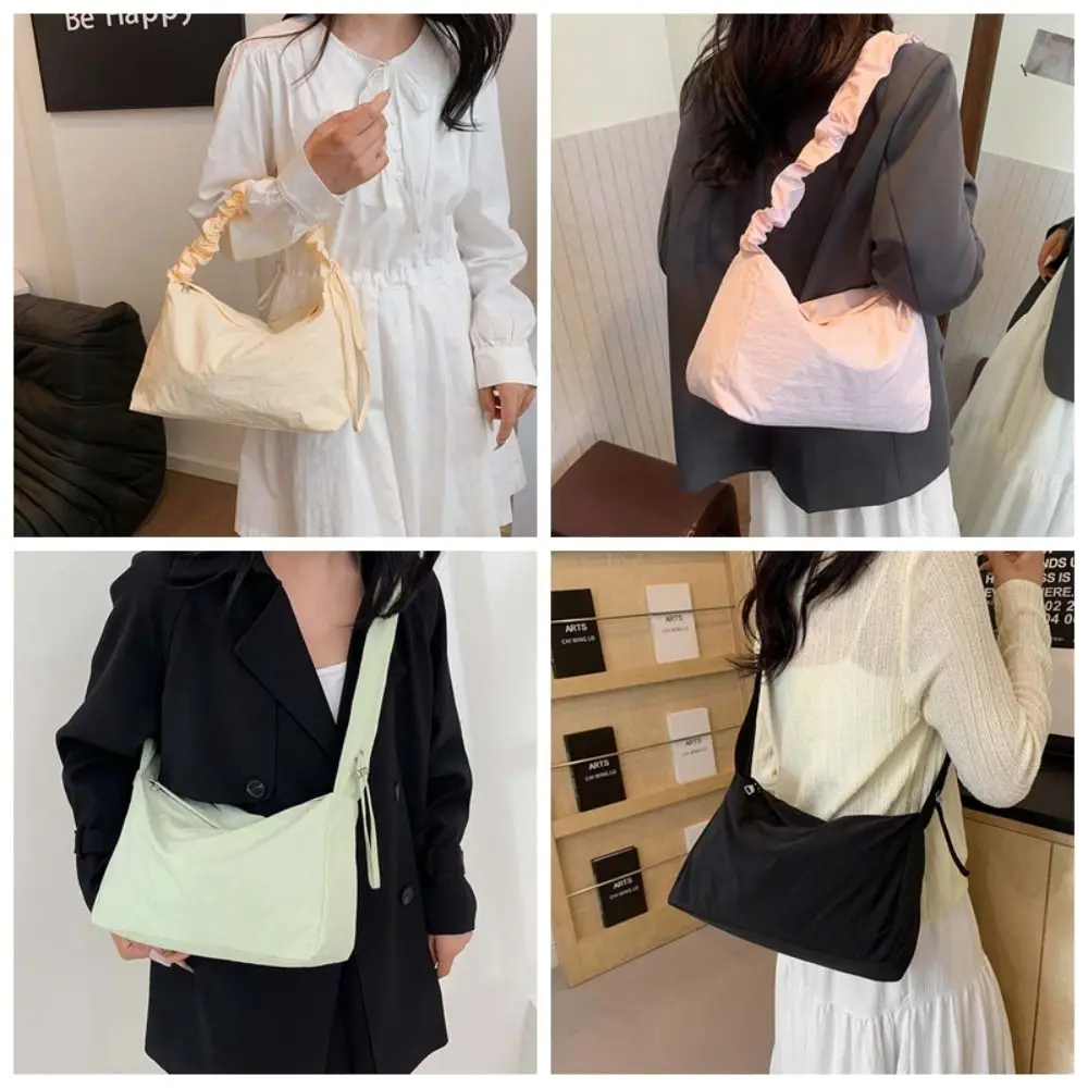 Korean Style Solid Color Crossbody Bag Large Capacity Niche Design Light Soft Nylon Bag Wrinkle Drawstring Strap Zipper
Korean Style Solid Color Crossbody Bag Large Capacity Niche Design Light Soft Nylon Bag Wrinkle Drawstring Strap Zipper