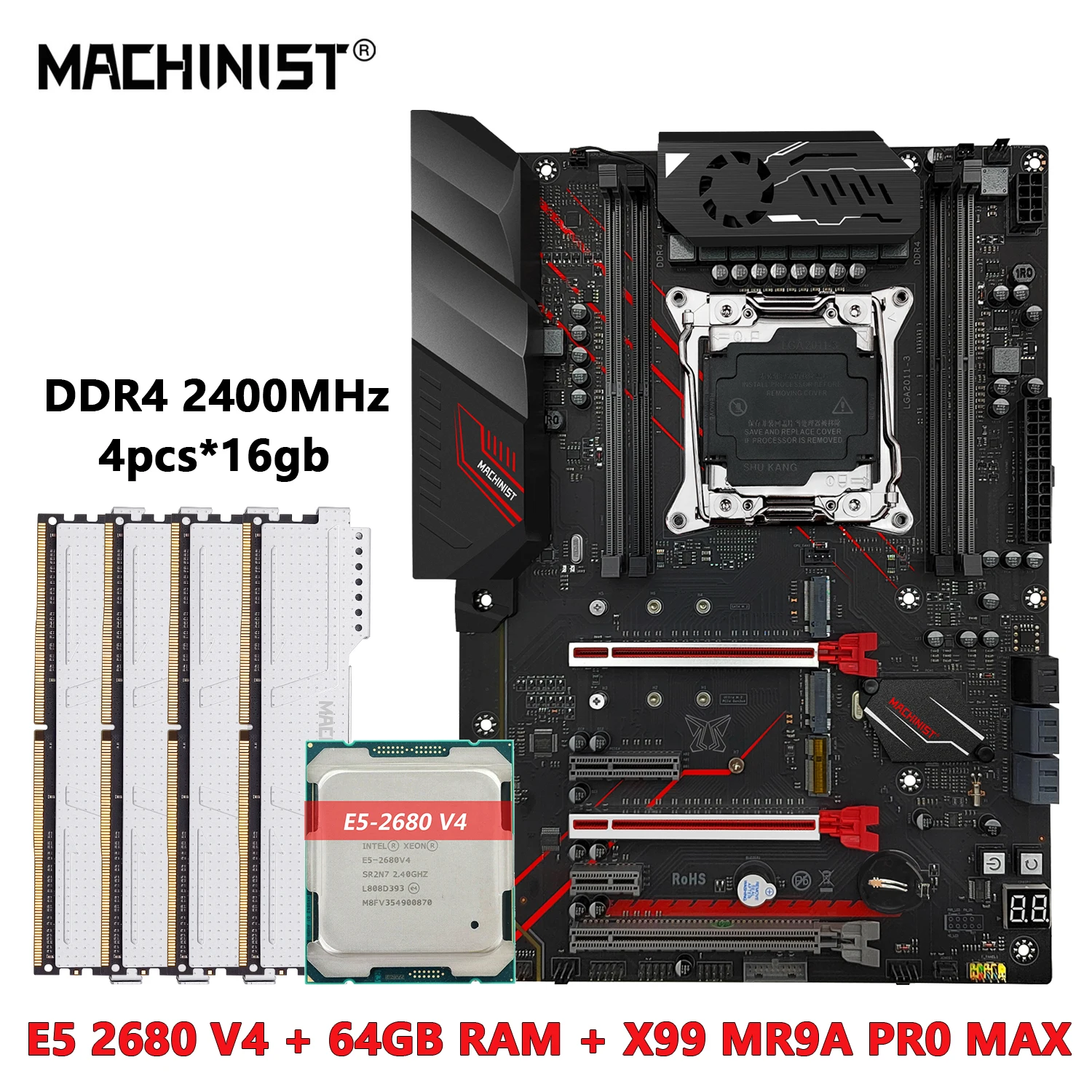 Комплект материнской платы MACHINIST X99 с процессором LGA 2011-3 Xeon E5 2680 V4 и DDR4 64 ГБ ECC 2400 МГц ОЗУ Четырехканальная память MR9A PRO MAX
Комплект материнской платы MACHINIST X99 с процессором LGA 2011-3 Xeon E5 2680 V4 и DDR4 64 ГБ ECC 2400 МГц ОЗУ Четырехканальная память MR9A PRO MAX