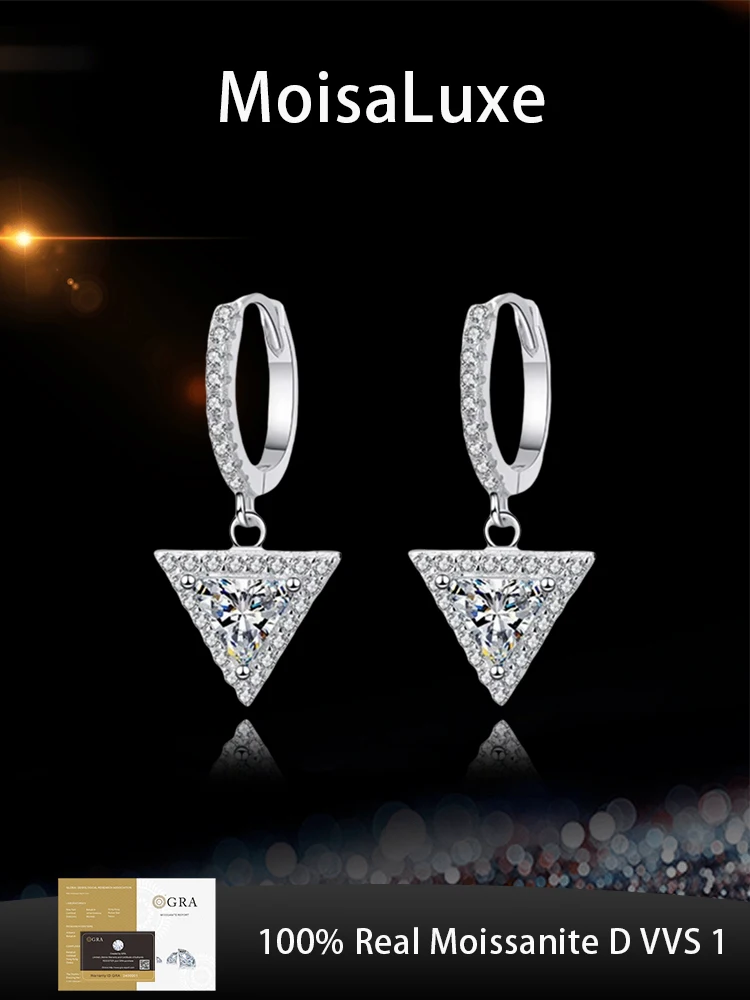 MoisaLuxe Официальный магазин GRA Moissanite Plata Треугольные серьги из чистого серебра 925 пробы модные украшения для женщин для ношения
MoisaLuxe Официальный магазин GRA Moissanite Plata Треугольные серьги из чистого серебра 925 пробы модные украшения для женщин для ношения