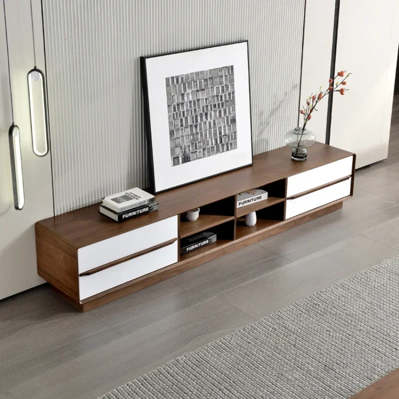 TV Cabinet and Tea Table Combination Walnut Color TV Stand Large and Small Apartment Type Living Room Floor Cabinet
TV Cabinet and Tea Table Combination Walnut Color TV Stand Large and Small Apartment Type Living Room Floor Cabinet